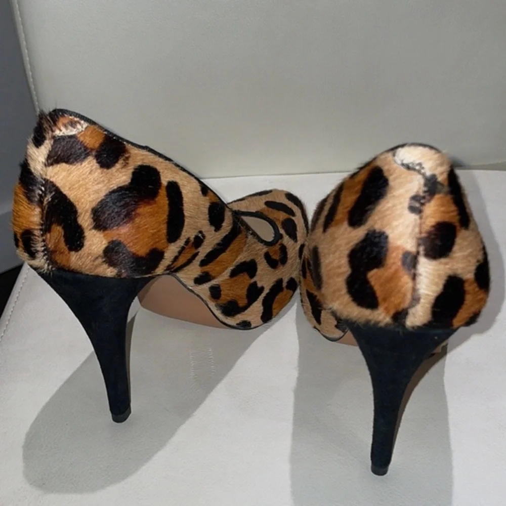 Talbots Brown Black Leopard Real Calf Hair Skyla Pumps sz 8 heels sexy Like NEW - Picture 5 of 9